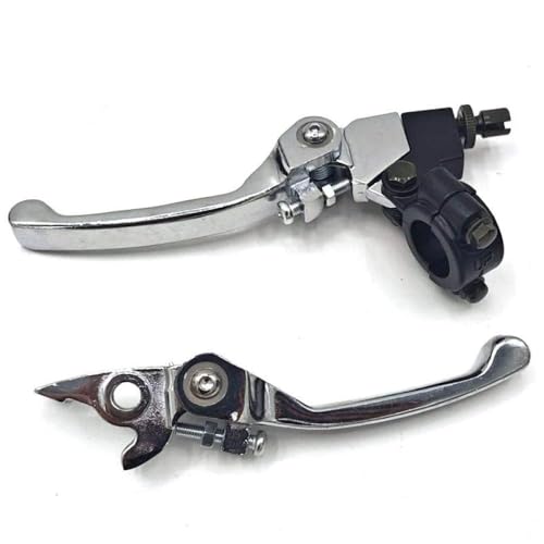 XcJyoPBec Klapperbremskupplungshebel -Hebel Set Schwarz Chrom Heckkompatibel mit Motorradgrube Dirt Bike ATV Quad Modelle 50cc 110cc 125cc 140cc 160cc 200cm Universal Fit(Clutch lever and bra) von XcJyoPBec