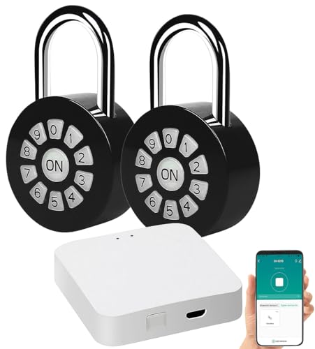 Xcase App Schloss: 2er Metall-Vorhängeschloss mit Zahlencode und App, IP65 + Gateway (Kisten-Schloss, Master-Code-Schloss, Steckdosen) von Xcase