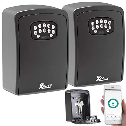 Xcase Mini-Schlüsselsafe: 2er Set Mini-Schlüssel-Safe mit Bluetooth und App, IP54 (Schlüsseltresor mit Zahlenschloss, Key Safe, Elektronischer Tür Schließzylinder) von Xcase