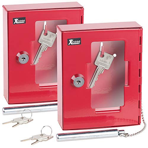 Xcase Kästen mit Schloss: 2er Pack Profi-Notschlüssel-Kasten mit Einschlag-Klöppel &Sicherheits (Wandkästen für Notfall-Schlüssel, Schlüsselkasten für Notfall, Schlüsselsafe) von Xcase