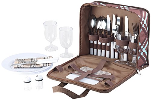 Xcase Picknicktasche: 30-teiliges Picknick-Set für 4 Personen, inkl. Tasche, Teller, Gläser (Picknicktasche 4 Personen, mit Geschirr, Picknickrucksack) von Xcase