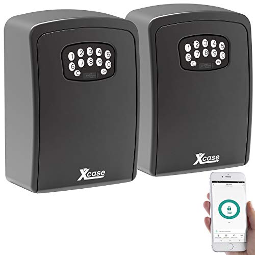 Xcase Tresor: 2er Set Mini-Schlüssel-Safe mit Bluetooth und App, IP54 (Schlüssel Tresor, Schlüsselsafe elektronisch, Elektronischer Tür Schließzylinder) von Xcase