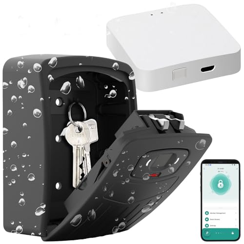 Xcase Schlüsselsafe, Bluetooth: Smarter Schlüssel-Safe mit Fingerabdruck-Erkennung und WLAN-Gateway (WLAN-Schlüssel-Tresor, WiFi-Tresor, Wandhalterung) von Xcase