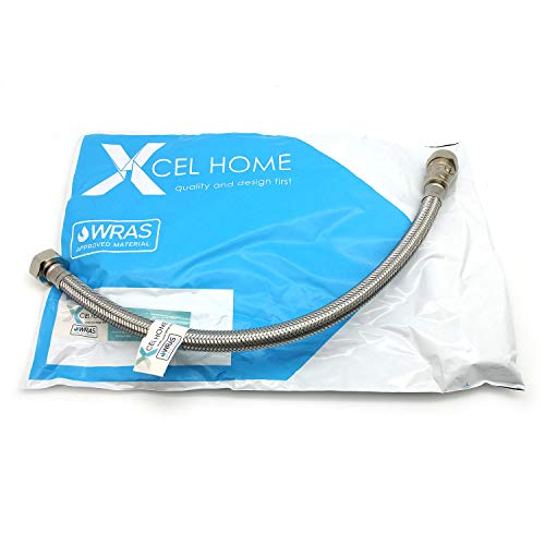 1 x WRAS-zugelassene 400 mm 15 mm Kompression mit Isolationsventil x 1,27 cm flexibler Rohrverbinder aus Edelstahl geflochten von Xcel Home