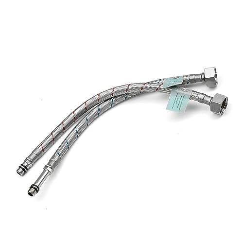 Xcel Home 2 x M10 x 1/2 flexible Wasserhahn-Anschlüsse (300 mm) | 10 Längen | 10 Längen | 1 Paar BSP Küchen-/Waschbecken-Einlochmischer, flexible Rohrendstücke | geflochtener Edelstahl von Xcel Home