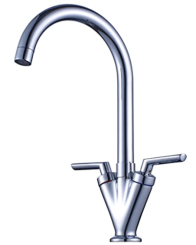 Xcel Home Chrom Küchenarmatur mit Doppelhebel & 360° Schwenkauslauf, 1 Wasserhahn, inklusive Schläuchen & Spültischarmaturen von Xcel Home