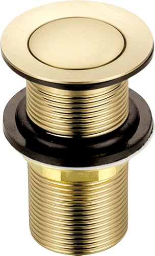 Xcel Home Klick Clack Ablaufgarnitur aus gebürstetem Gold, ungeschlitzt, Ersatz-Waschbeckenstöpsel aus Messing, Standard G 1 1/4 Zoll BSP-Anschluss, 1 Stück von Xcel Home