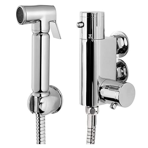 Xcel Home Thermostatdusche aus Chrom-Messing, All-in-One-Set | Muslimisches Bidet Shattaf Duschkopf | Hygiene Toilettenspray Reiniger | 1 Set von Xcel Home