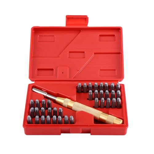 38-teiliges Stempelset Mit Buchstaben Und Zahlen aus Metall Zum Markieren von Kunststoffen, Leder Und Holz von Xcello