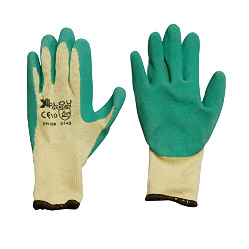 Xclou Universalhandschuhe in Grün, atmungsaktive Gartenhandschuhe in Größe 10 (XL), gummibeschichtetes Gartenzubehör für Gartenarbeit, Gartenbedarf für Sicherheit von Xclou