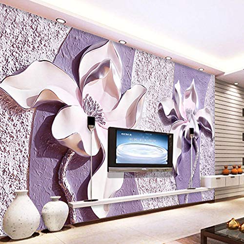 Benutzerdefinierte Fototapete 3D Relief Lila Blumen Schlafzimmer Wohnzimmer Sofa Tv Hintergrund Vlies Wandbild Tapeten 3D,250(W)*175(H)Cm von Xcstdjx