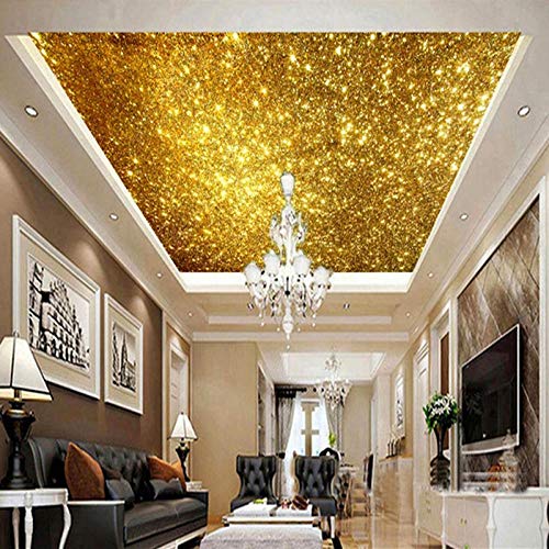 Benutzerdefinierte Goldene 3D Decke Wandbilder Tapete Gold Partikel Decke Design Kunst Dekoration Wohnzimmer Lobby Decke Tapete,300(W)*210(H)Cm von Xcstdjx