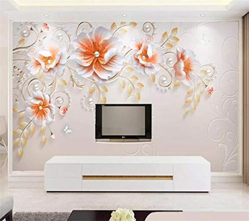 Benutzerdefinierte Tapete 3D Fototapete Geprägt Moderne Minimalistische Blume Offenes Wohnzimmer 3D Dekorative Malerei 3D Tapete,350(W)*256(H)Cm von Xcstdjx