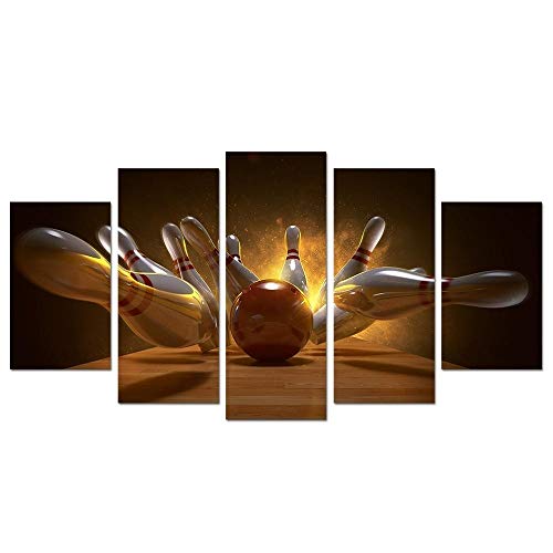 Leinwand Malerei Drucke Dekoration 5 Panel 5 Panel Bowling Ball 3D Rendering Kegeln Wandkunst Modulare Bilder Poster,Ohne Rahmen von Xcstdjx