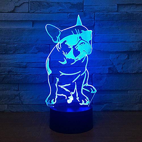 Xdorra Französische Bulldogge Nachtlicht Bulldogge 3D LED Illusion Schreibtisch Lampen, 7 Farben ändern Geburtstag Weihnachtsgeschenke für Männer Frauen und Zimmer Dekor von Xdorra