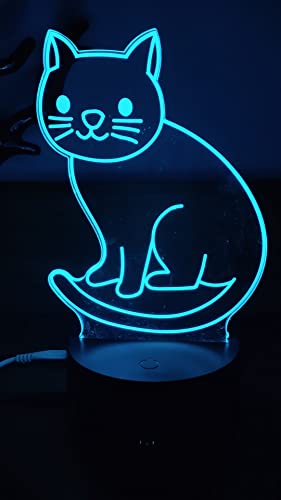 Katzen-Nachtlicht, 3D-Lampe für kleine Katzen, 7 Farben, Geburtstagsgeschenke mit USB-Aufladung für Kinder, Mädchen, Jungen, Mutter, Schwester, Bruder, USB-Aufladung von Xdorra