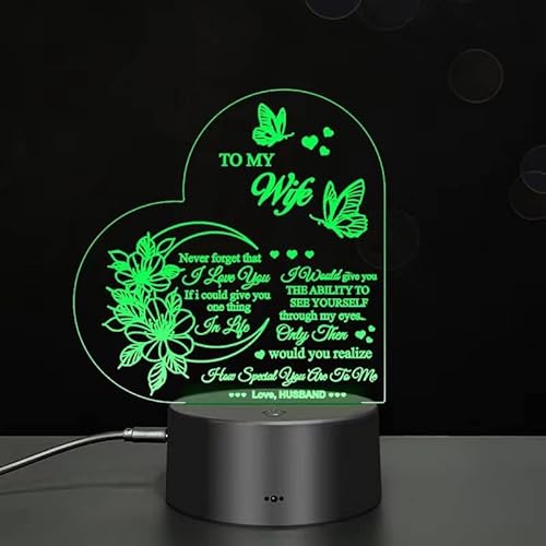 Xdorra 3D to My Wife Optical Visual USB Illusion Nachtlicht für Kind, 7 Farben wechselnde Tischlampe 2 Wege Macht Illusion Dekoration für Haus oder Kinderzimmer von Xdorra