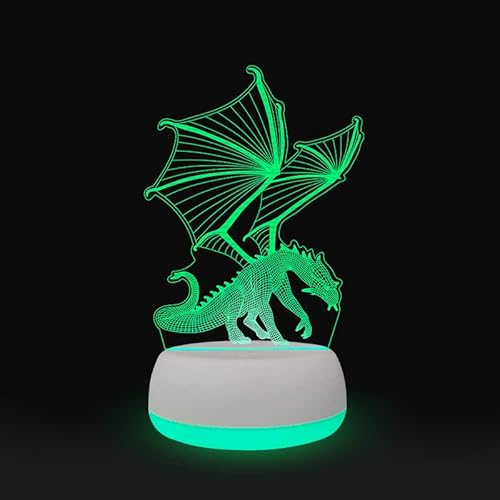 Xdorra Drachen Beleuchtung Nachttischlampe, USB LEDs Home Decoration Drachen Tischlampe 3D Art Lampe, 7 Farbwechsel Dekor Geschenke für Chef Ehemann Freunde von Xdorra