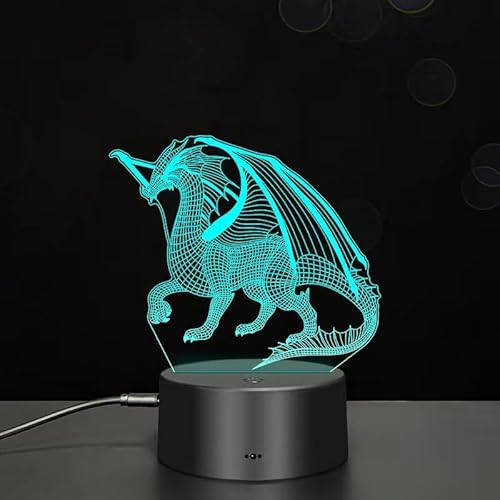 Xdorra Dragon Lampe 7 Farben kreative LED-Leuchten 3D Nachttisch dekorative Home-Office-Dekoration, beste Wahl für Jungen und Männer von Xdorra