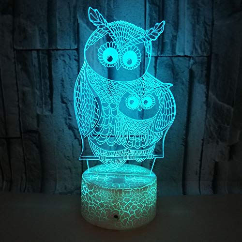 Xdorra Eulen 3D Licht 7 Farben USB LED Mutter und Baby Lampe Tischlampe Heimdekoration und Geburtstagsfeier Geschenk für Kinder und Mutter von Xdorra