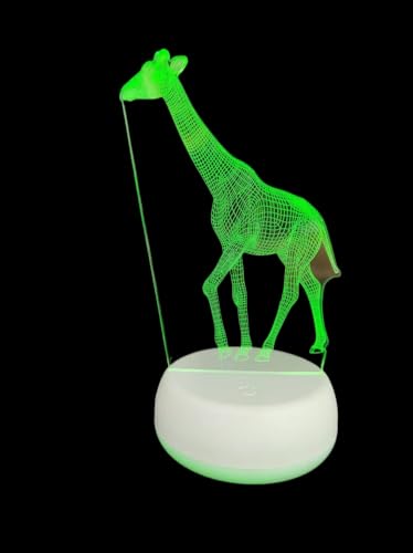 Xdorra Giraffe 3D Nachtlicht- 2 Funktionen 7 Farbe RGB Bunte USB-Aufladung oder AA-Batterie - Acryl-Kristallplatte Lustige 3D-dekorative Lichtlampe von Xdorra