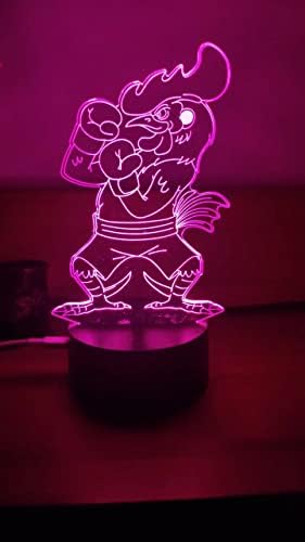 Xdorra Hahn kämpft gegen den Ring Nachtlicht aus Acryl, 3D-Nachtlicht, USB-LED-Tischlampe, Touch-Steuerung für Zuhause 3D-Lichter, SchlafzimmerNachtlicht Geschenke von Xdorra