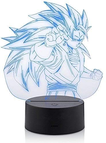 Xdorra 3D Goku Saiyajin Held Lampe, 7 Farben LED Nachttischleuchten Tischdekoration Beste Geburtstagsgeschenke für Jungen und Männer Fans von Xdorra