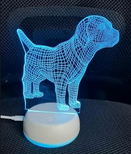 Xdorra Hund 3D Lampe Farbe ändern Hund Schlafzimmer Dekor, Pudel 3D Visual Illusion Led Lampe USB Nachtlicht Schreibtischlampe mit Acryl flach & ABS Basis von Xdorra