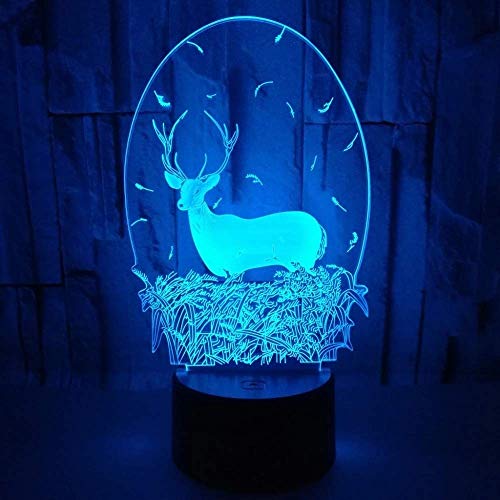 Xdorra Weihnachten Hirsch Lampe, 3D Elch Acryl Nachtlicht für Freunde, Mutter, Vater, LED Tischlampe, Home Dekoration für Schlafzimmer, für Großvater Großmutter von Xdorra