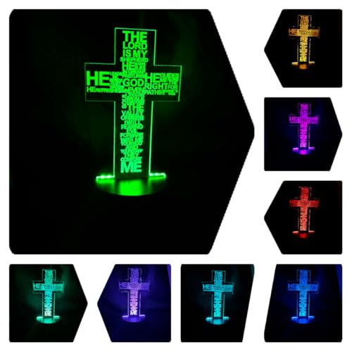 Xdorra großes Kreuz 3D LED Illusion Lampe, Weihnachten Schlafzimmer Lampe Acryl Nachtlicht für Kinderzimmer Tischlampe Home Decor oder Geburtstagsgeschenke von Xdorra