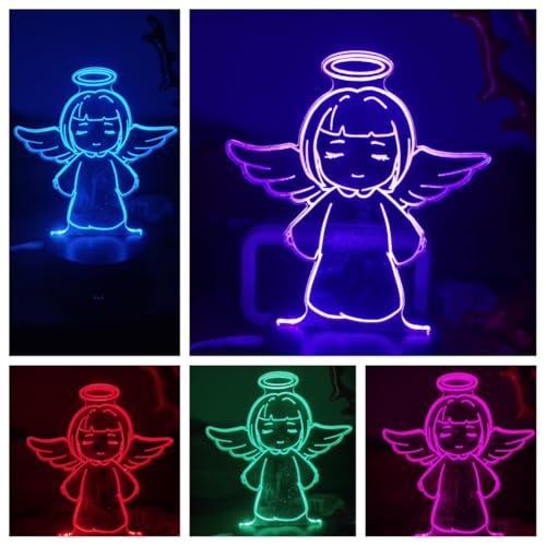 Xdorra Kleiner Engel 3D Lampe Optische Illusion Geschenk Nachtlicht 2-Funktionen 7-Farbe Bunte USB-Aufladung oder AA-Batterie Acrylplatte 3D Schlafzimmer Dekor für Mädchen Xdorra Kleiner Engel 3D Lampe Optische Illusion Geschenk Nachtlicht 2-Funktionen 7-Farbe Bunte USB-Aufladung oder AA-Batterie Acrylplatte 3D Schlafzimmer Dekor für Mädchen von Xdorra