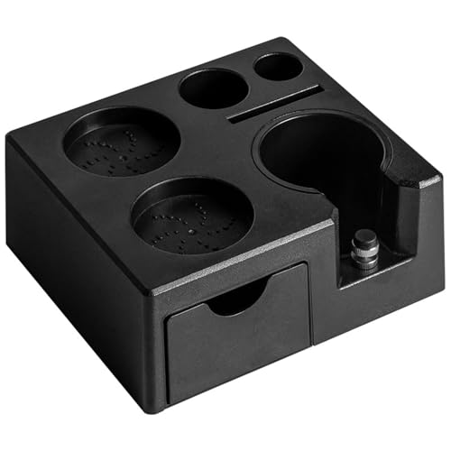 XeCeXe Espresso Tamper Station, Tamping Station Kunststoff Kaffee Tamper Stand, Portafilter Halter für 51mm54mm58mm Espresso Maschine Zubehör (Black) von XeCeXe