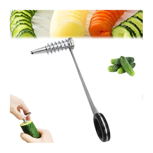 2025 Upgrade Stainless Steel Spiral Cutter for Veggies, Piranha Spiral Cutting Machine, Portable and Creativity Cucumber Potato Carrot Slicer Cutter Manual Kitchen (1 Pcs) von Xebular