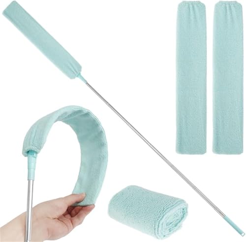 Retractable Gap Dust Cleaner – Gap Cleaning Duster, The Fabric Strips Replaced, Convenient and Lightweight, for Under Appliances Sofa Bed Furniture Bottom(with 2 Replaceable Cloth) (Green) von Xebular