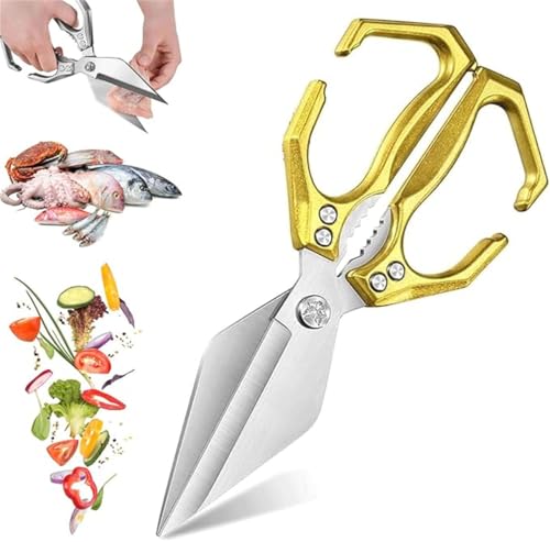 Seattleget Multifunctional Heavy-Duty Kitchen Shears – Stainless Multi-Functional Kitchen Scissors, Sharp and Useful, Save Time, A Good Helper Cooking The Kitchen (Gold) von Xebular