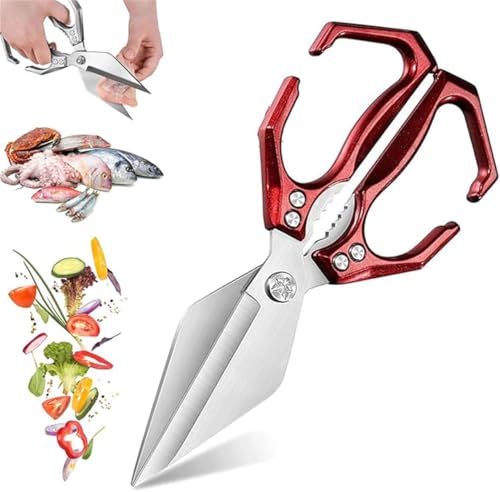 Seattleget Multifunctional Heavy-Duty Kitchen Shears – Stainless Multi-Functional Kitchen Scissors, Sharp and Useful, Save Time, A Good Helper Cooking The Kitchen (Red) von Xebular