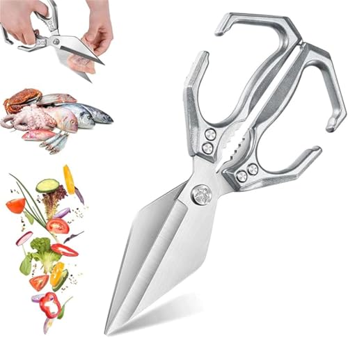 Seattleget Multifunctional Heavy-Duty Kitchen Shears – Stainless Multi-Functional Kitchen Scissors, Sharp and Useful, Save Time, A Good Helper Cooking The Kitchen (Silver) von Xebular