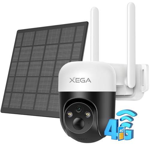 Xega 4G LTE Überwachungskamera Solar Akku mit SIM Karte, 2K 3MP Kabellos Außen PTZ IP Kamera Outdoor Ohne WLAN, Farb-Nachtsicht 355°/90° Schwenkbar PIR Erkennung Farb-Nachtsicht 2-Wege-Audio IP66 Xega 4G LTE Überwachungskamera Solar Akku mit SIM Karte, 2K 3MP Kabellos Außen PTZ IP Kamera Outdoor Ohne WLAN, Farb-Nachtsicht 355°/90° Schwenkbar PIR Erkennung Farb-Nachtsicht 2-Wege-Audio IP66 von Xega