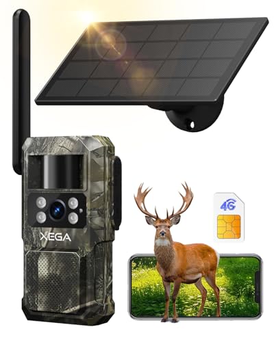 Xega 4G LTE Wildkamera mit SIM Karte, Ohne WLAN Solar Wildtierkamera mit Handyübertragung App, PIR Bewegungsmelder, 950nm No-Glow Infrarot Nachtsichkamera 7800mAh Akku, 0,2s Auslösezeit 2 Wege Audio Xega 4G LTE Wildkamera mit SIM Karte, Ohne WLAN Solar Wildtierkamera mit Handyübertragung App, PIR Bewegungsmelder, 950nm No-Glow Infrarot Nachtsichkamera 7800mAh Akku, 0,2s Auslösezeit 2 Wege Audio von Xega