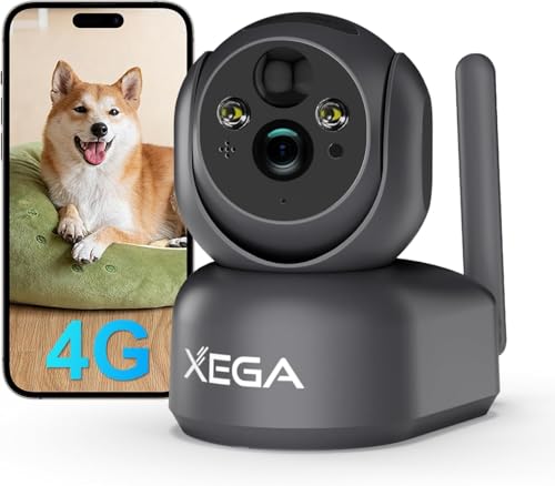 Xega 4G LTE Überwachungskamera Innen Akku mit SIM Karte, Ohne WLAN Kamera mit 7800mAh Batterie, 2K PTZ 355°/100° Schwenkbar, Farb-Nachtsicht, AI PIR Kennung, TF&Cloud-Speicher, Zwei-Wege-Audio, IP65 Xega 4G LTE Überwachungskamera Innen Akku mit SIM Karte, Ohne WLAN Kamera mit 7800mAh Batterie, 2K PTZ 355°/100° Schwenkbar, Farb-Nachtsicht, AI PIR Kennung, TF&Cloud-Speicher, Zwei-Wege-Audio, IP65 von Xega