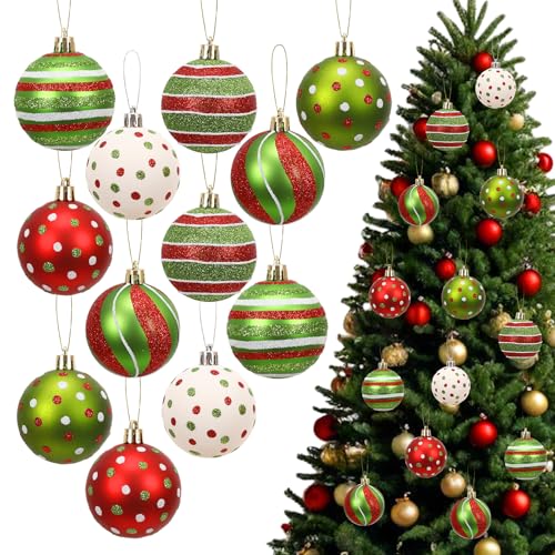 XehCaol Weihnachtsbaumkugeln Lustige Weihnachtskugeln Satz Christbaumkugeln Kunststoff Weihnachtskugeln Weihnachtsbaumschmuck Urlaub Hängende Ornamente Dekoration (Colorful A-12pcs) von XehCaol
