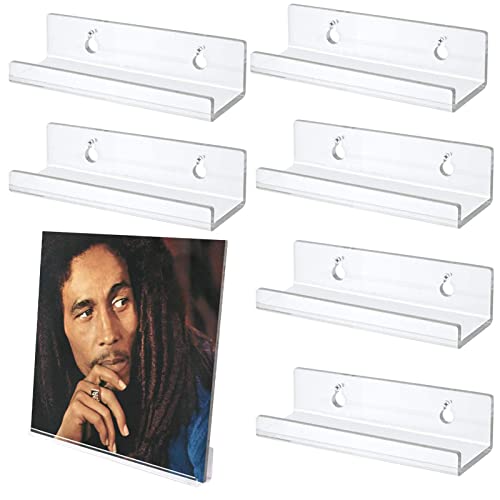 Xeihuul Schallplattenregal Wandhalterung - 6 Stück Wandmontierte Schwimmende Regale Aus Klarem Acryl, LP Display Ständer Mit Schrauben Und Doppelseitigem Klebeband von Xeihuul
