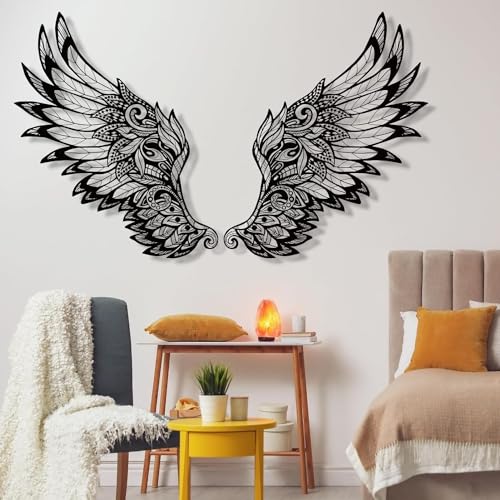 1 Paar Metall-Engelsflügel Wanddekoration, 3D Engelsflügel Wandskulptur, Wandbehang für Zuhause Schlafzimmer Wohnzimmer Garten und Büro für Hochzeit, Party, Weihnachten (Einzelgröße: 20X30 cm) von XeinGanpre