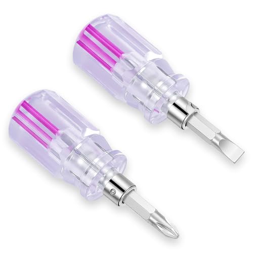 2 Stück Kurzschraubendreher, kleiner Schlitzschraubendreher, kurzes Schraubendreher-Set, kompakte kurze Schraubendreher für enge Räume, Computer, Brillen, Nähmaschinen und Heimwerker-Reparaturen 2 Stück Kurzschraubendreher, kleiner Schlitzschraubendreher, kurzes Schraubendreher-Set, kompakte kurze Schraubendreher für enge Räume, Computer, Brillen, Nähmaschinen und Heimwerker-Reparaturen von Xelsluthe