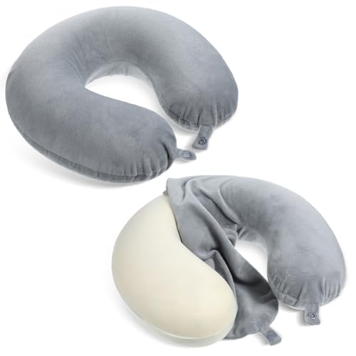 2 Stück U Förmige Nackenrollenbezug, Reisekissenbezug Mit Reißverschluss, Ersatzbezüge für Flugzeugkissen Nackenhörnchen, Waschbar, Weich Und Glatt (Nur Kissenbezug, Kein Füllmaterial) von Xelsluthe