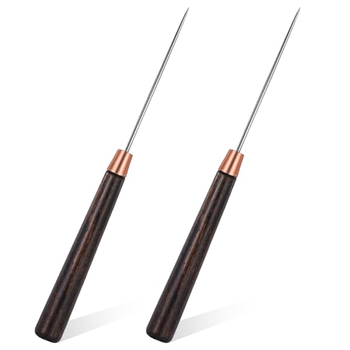 Ahle mit Holzgriff, Lederahle, Stanzwerkzeuge, schlanke Nähahlen, Kratzahle, Werkzeug zum Stanzen, Nähen, Buchbinden, Lederhandwerk, Reparatur, 2 Stück Ahle mit Holzgriff, Lederahle, Stanzwerkzeuge, schlanke Nähahlen, Kratzahle, Werkzeug zum Stanzen, Nähen, Buchbinden, Lederhandwerk, Reparatur, 2 Stück von Xelsluthe