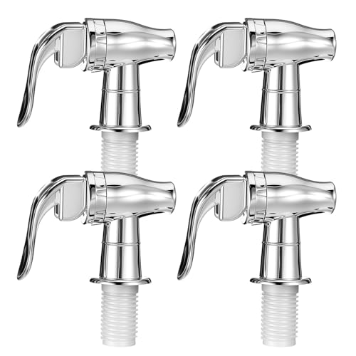 Kunststoff-Wasserkrug-Ersatz, Zapfhahn für Getränkespender, Push-Stil, Getränkespender Wasserhahn für Eimer, silberfarben, 4 Stück von Xelsluthe