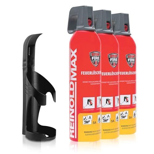 XENOTEC Premium Feuerlöschspray – 3 x 750ml – Wandhalter - Stopfire – Autofeuerlöscher – REINOLDMAX – inklusive Wandhalterung schwarz – wiederverwendbar… von Xenotec