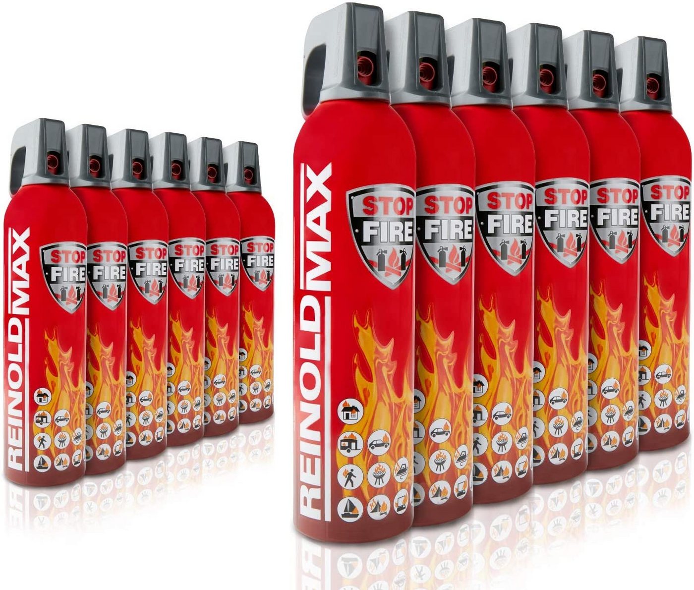 Xenotec Feuerlöschspray XENOTEC Premium Feuerlöschspray – 750ml – ohne Wandhalter - Stopfire – Autofeuerlöscher – REINOLDMAX – wiederverwendbar, Dauerdruck, Wasser, Löschschaum AFFF 1 %, N2, (12-St) Auto, Wohnung, Wohnmobil, Garten, Grill von Xenotec