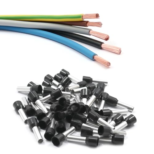 Xenterio 6mm² Verdrahtungssatz für Zählerschrank/Elektroverteilung, 5x 2 Meter Kabel (braun/schwarz/grau/blau/grün-gelb), 50 Aderendhülsen mit Kunststoffkragen von Xenterio